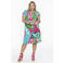 YOEK jurk DOLCE van travelstof met paisleyprint groen/roze/blauw