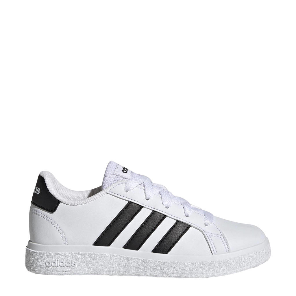 Wit en zwarte jongens en meisjes adidas Sportswear Grand Court 2.0 sneakers van imitatieleer/textiel met veters en camouflageprint