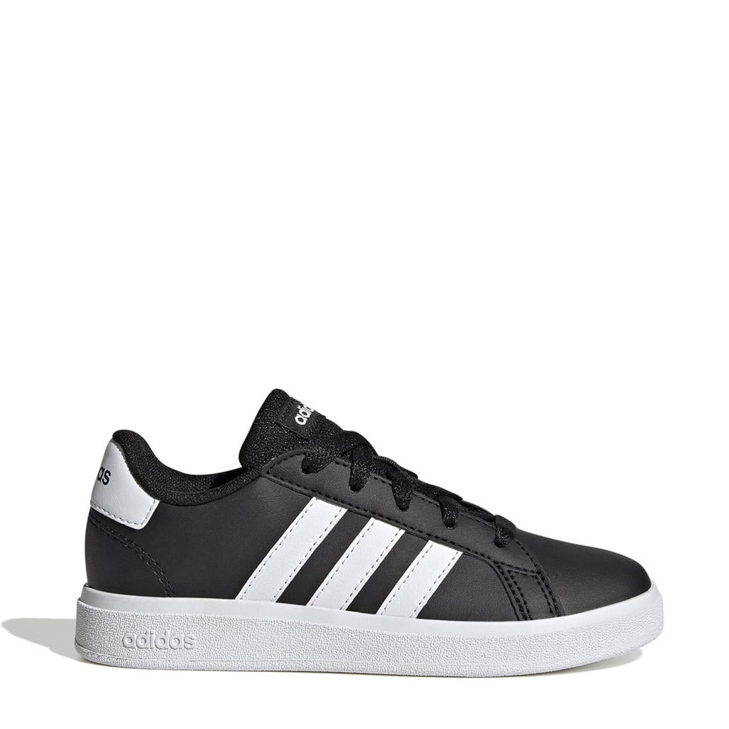 Zwart en witte jongens en meisjes adidas Sportswear Grand Court 2.0 sneakers van imitatieleer/textiel met veters