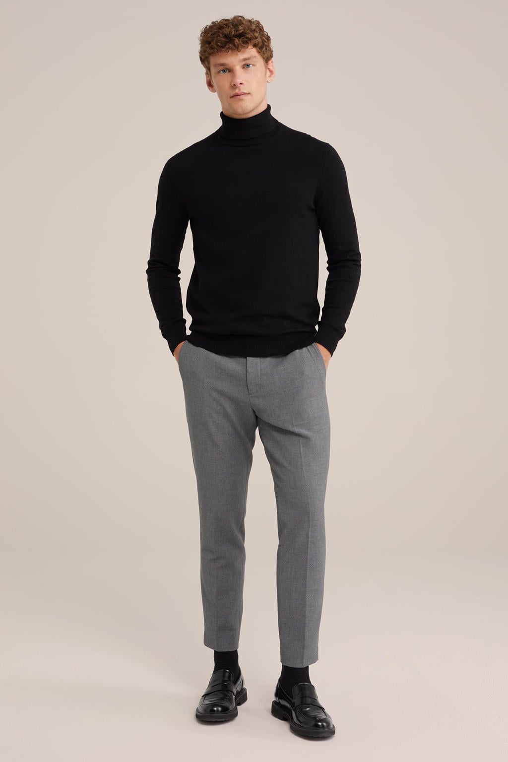 WE Fashion coltrui fijn gebreid zwart