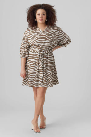 jurk VMSEBA met zebraprint en ceintuur grijs/ wit