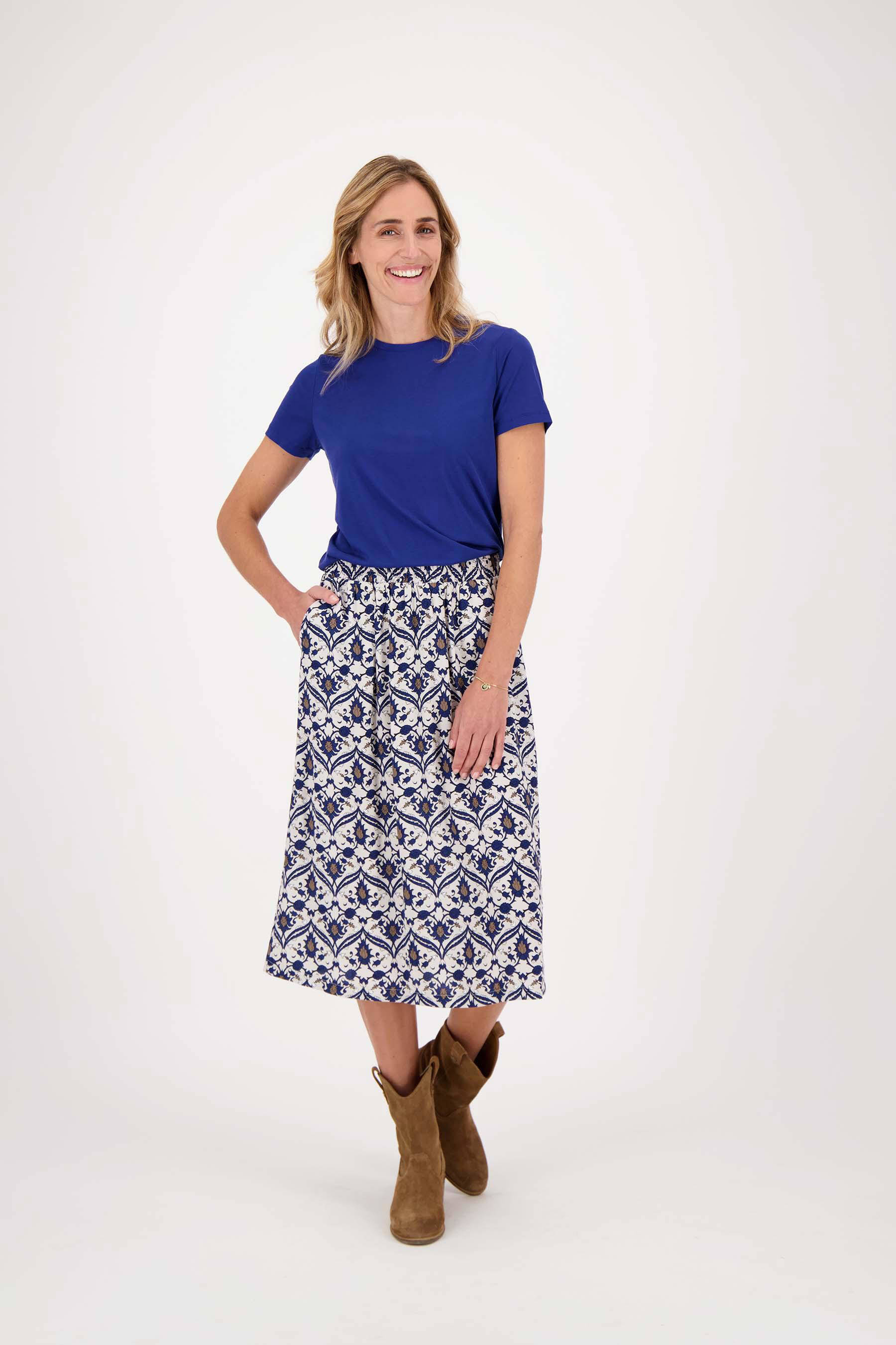 Midi rok blauw new arrivals