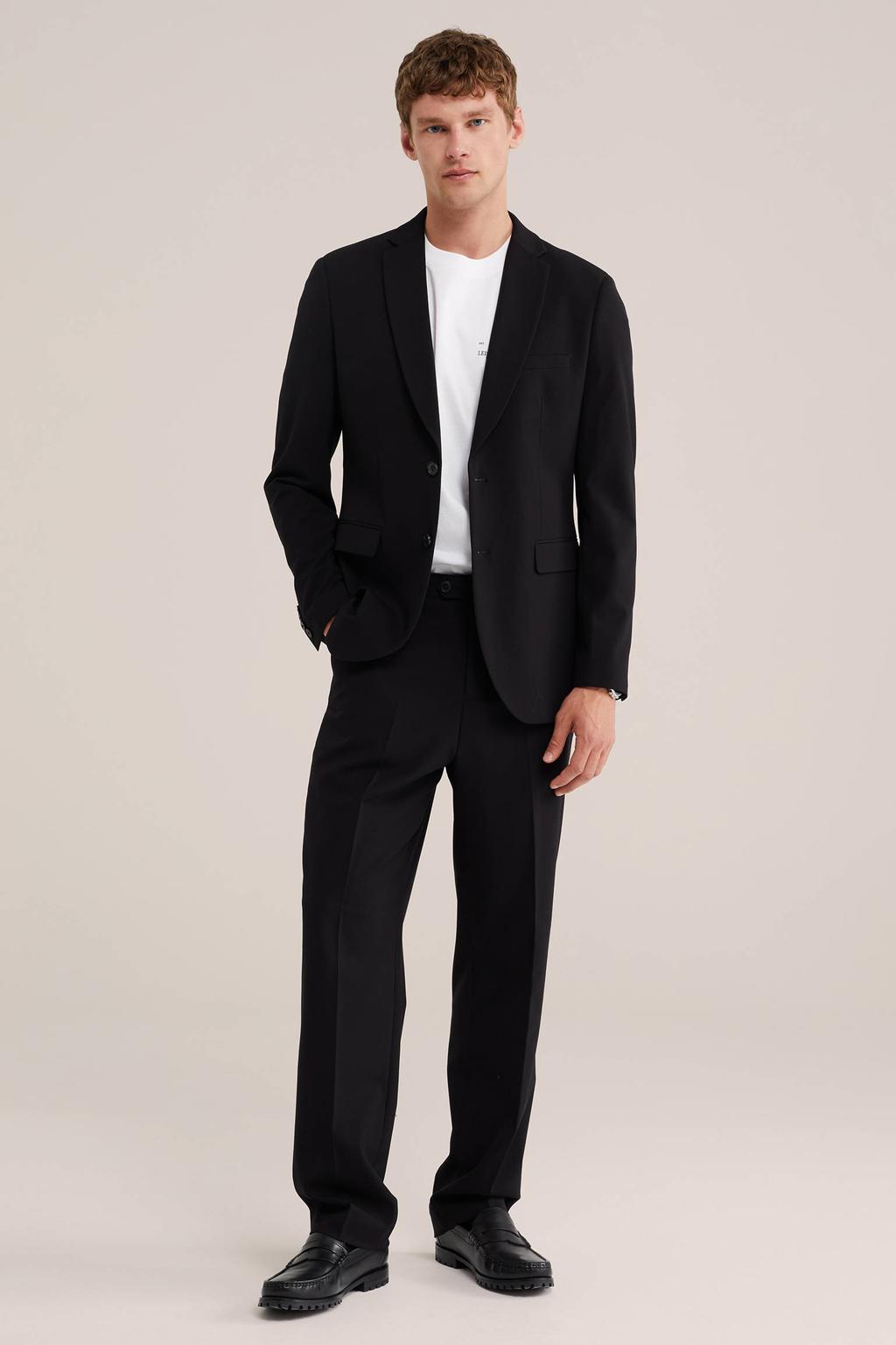WE Fashion slim fit colbert zwart
