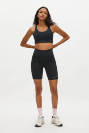 thumbnail: Zwarte dames Rohnisch sportshort van polyester met slim fit, high waist en elastische tailleband met koord