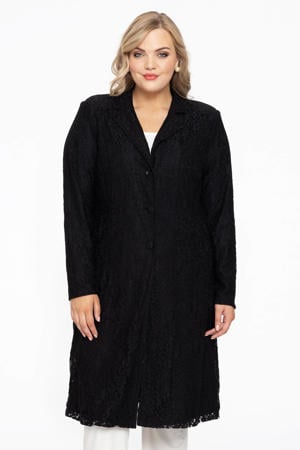 lange blazer met kant zwart