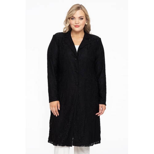 YOEK lange blazer met kant zwart afbeelding