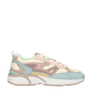   suède sneakers beige/lichtblauw