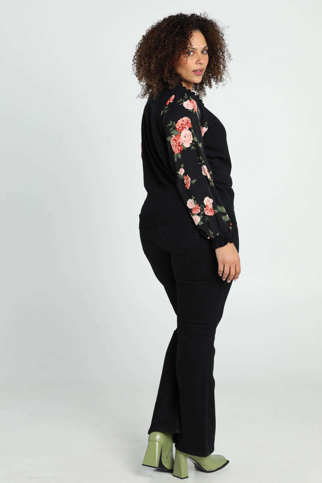 Paprika gebloemde sweater zwart wehkamp
