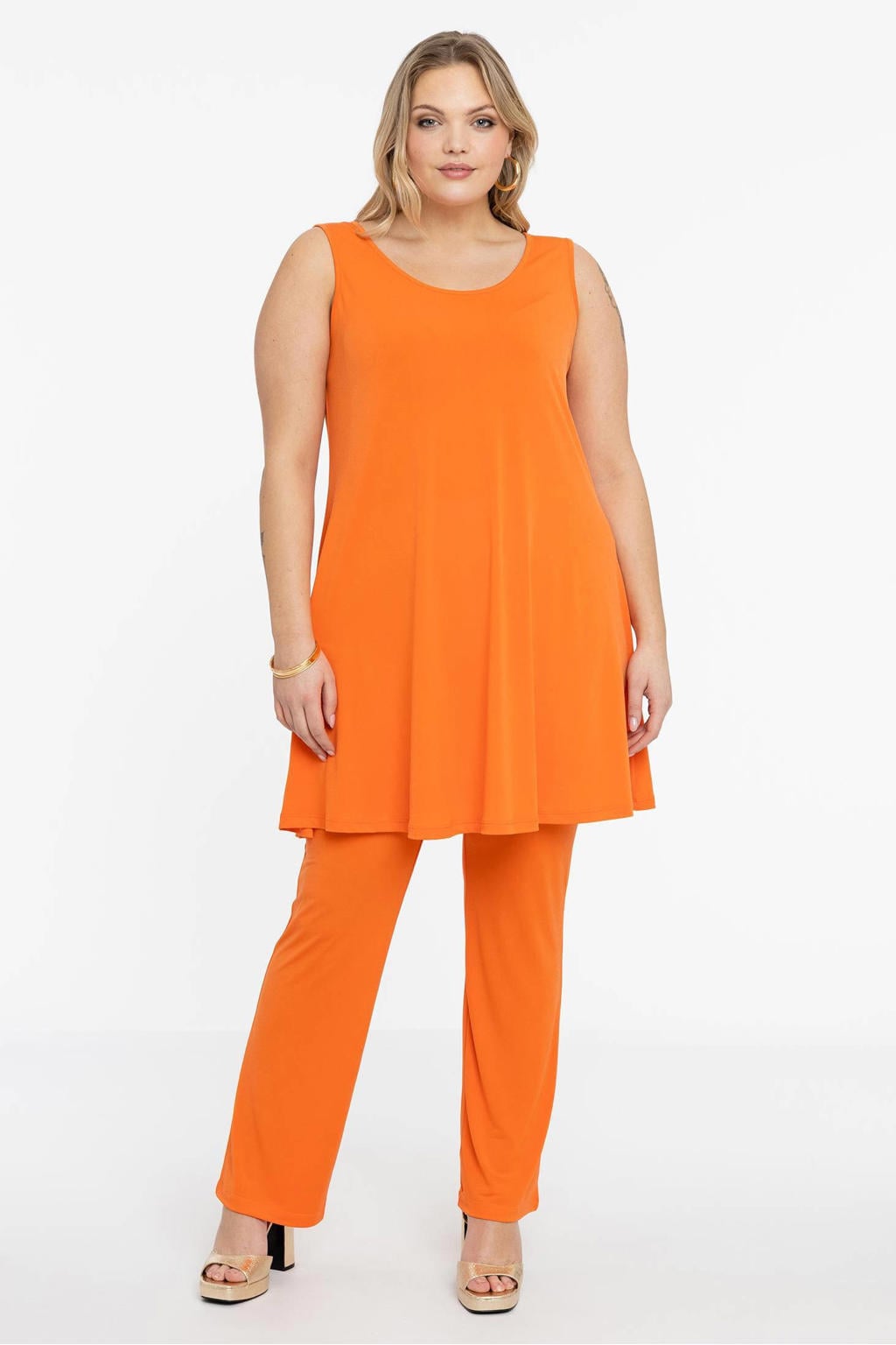 YOEK top van travelstof DOLCE oranje