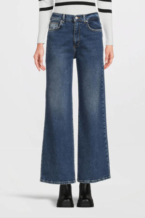 high waist wide leg jeans OLIANA dark blue denim
