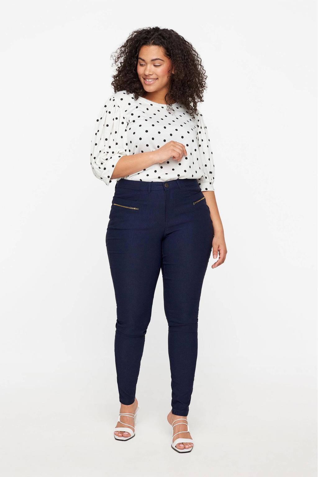 Zizzi high waist skinny tregging JEVA donkerblauw