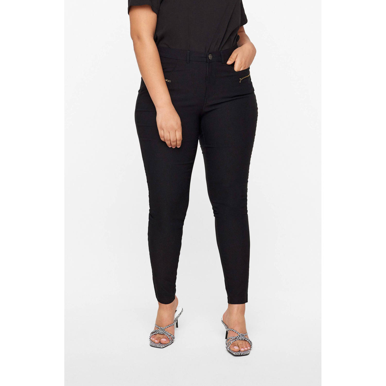 Zizzi high waist skinny tregging JEVA zwart