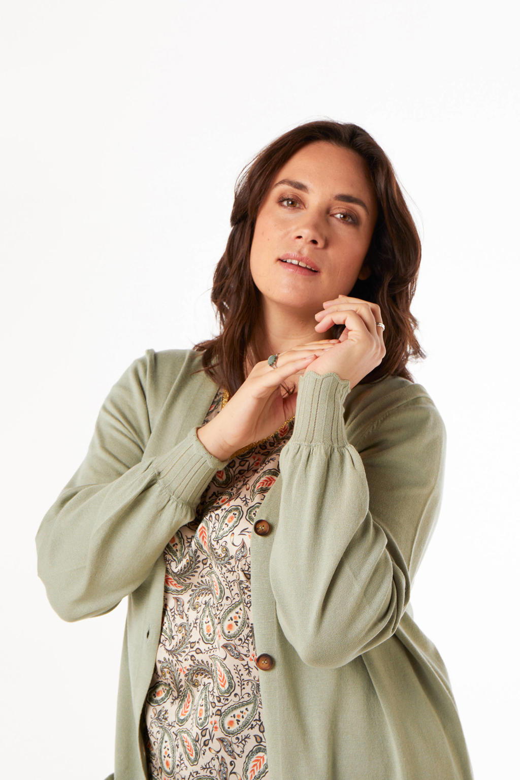 gebreid vest okergeel