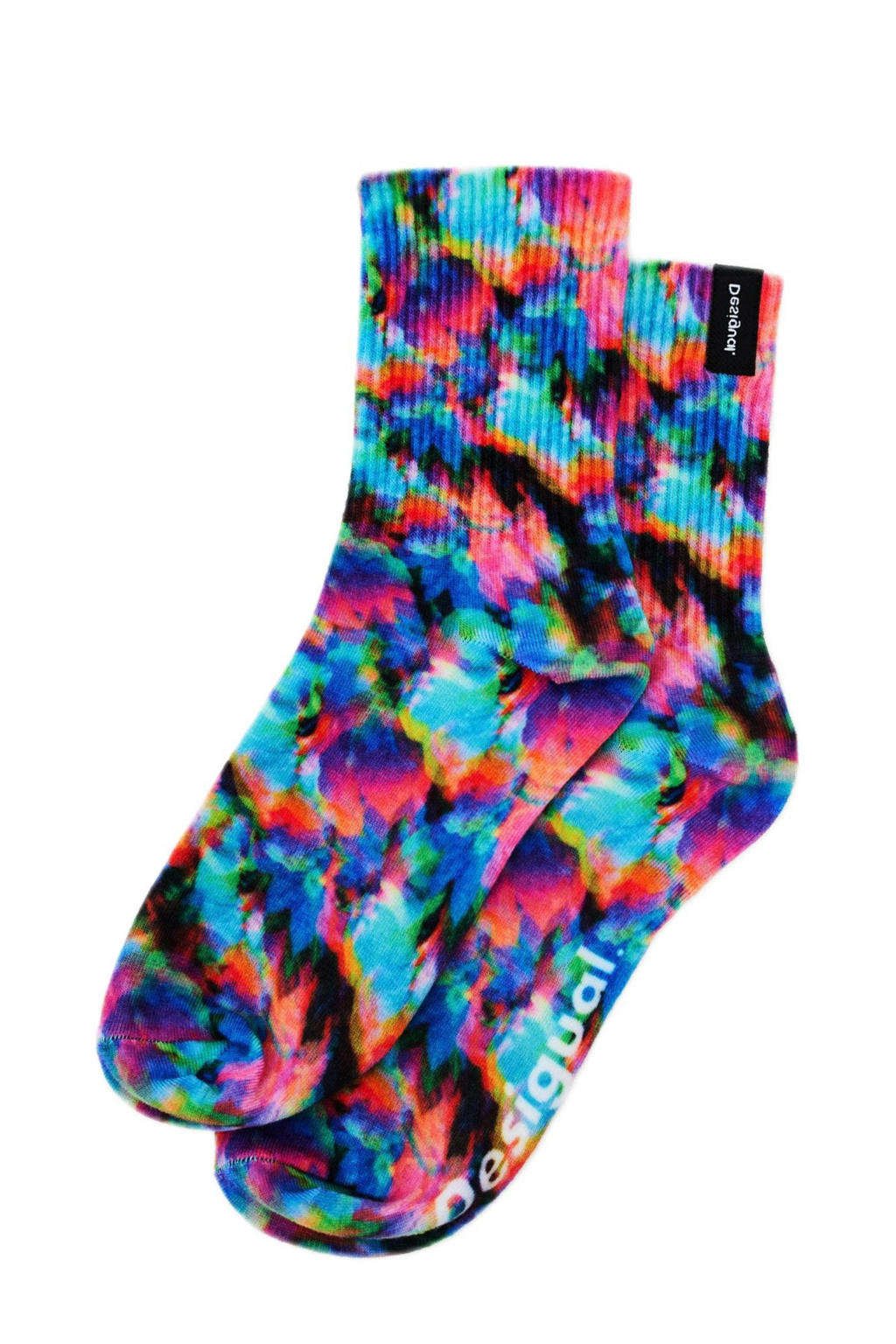Desigual sokken met tie-dye print zwart/blauw/roze