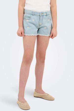 wide leg short KOGROBYN DAISY met all over print light blue denim