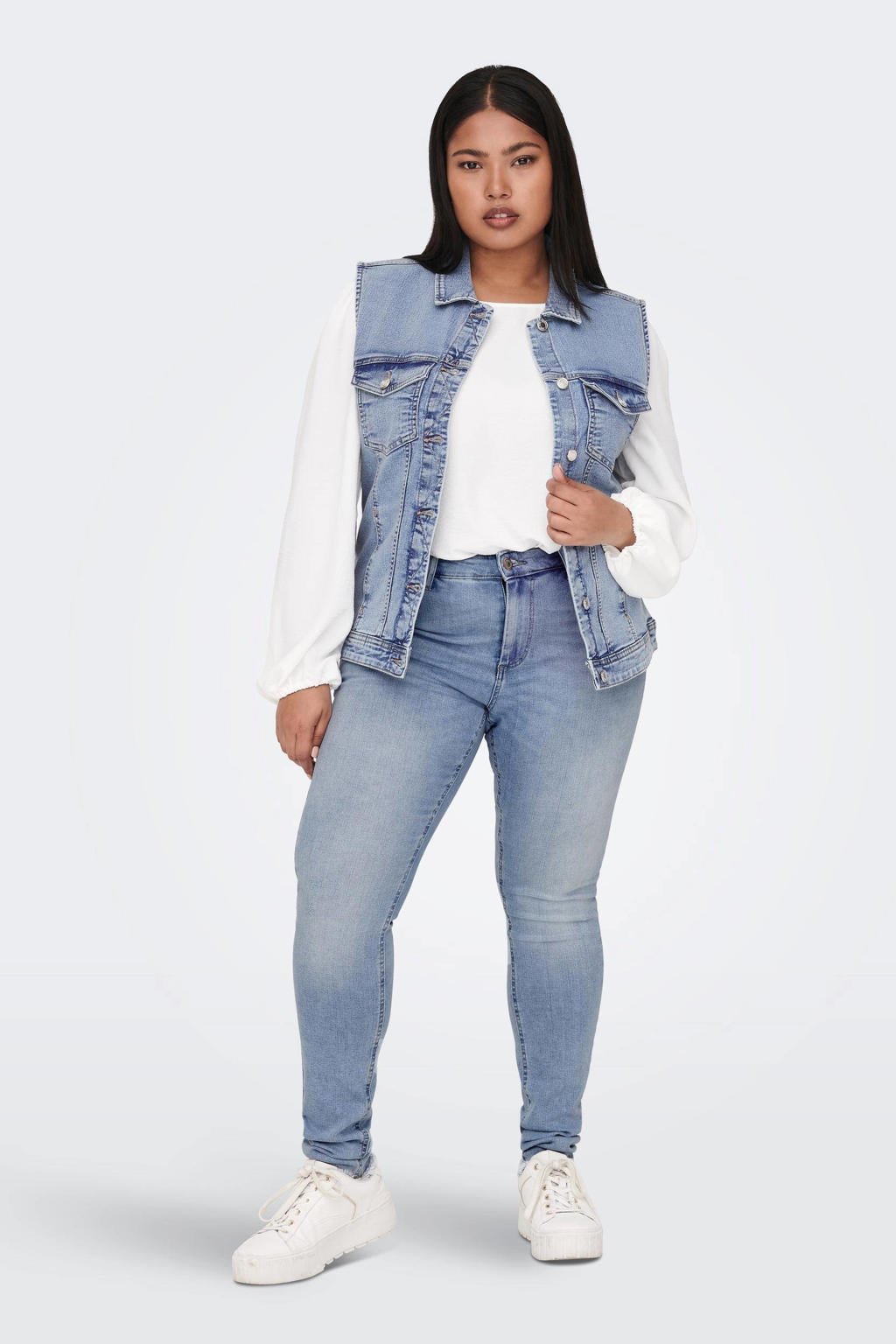ONLY CARMAKOMA gilet CARWESPA light blue