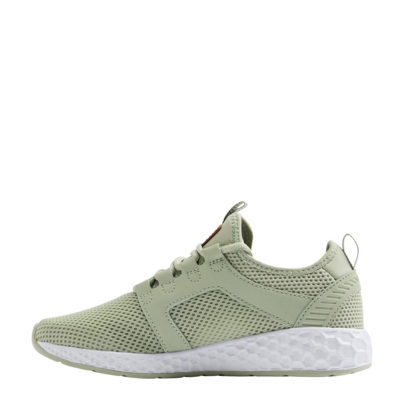 Groene suède sneakers met lichtroze details | Lage sneakers | Sacha | Sacha