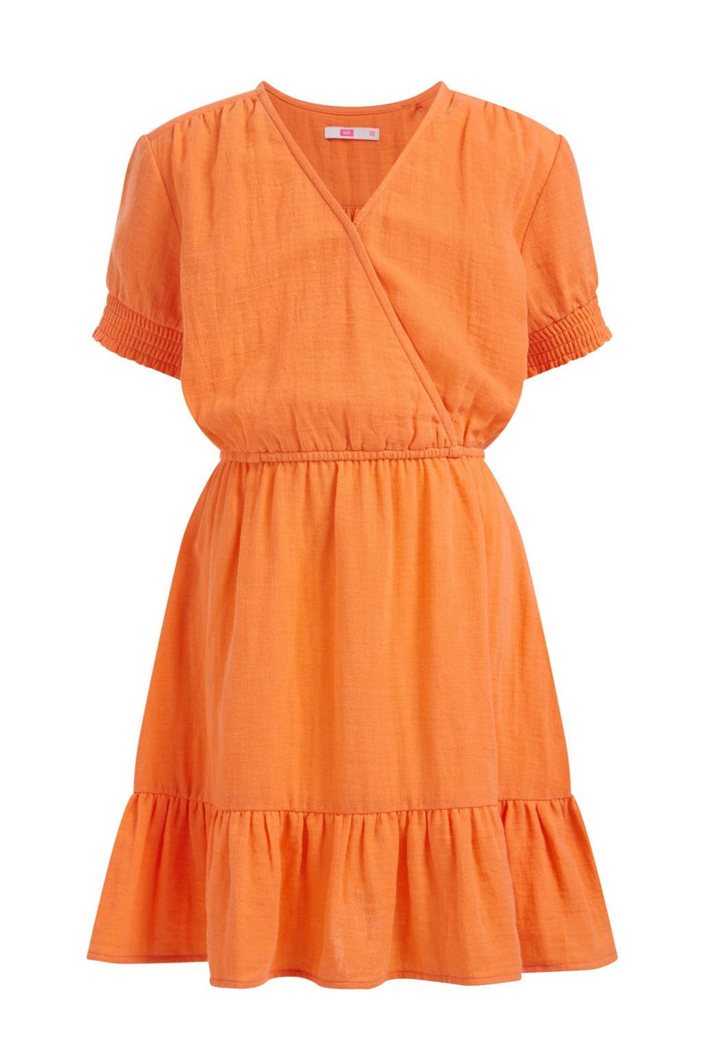 WE Fashion jurk met volant oranje wehkamp