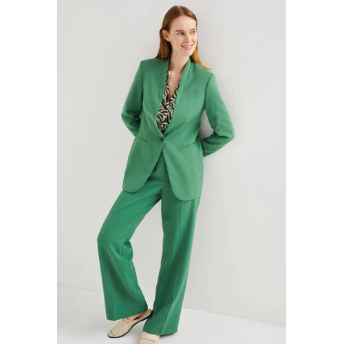 WE Fashion high waist straight fit pantalon groen