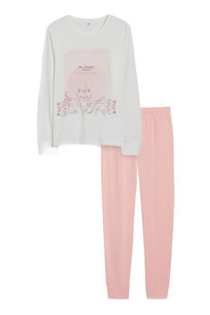 pyjama met printopdruk ecru/roze