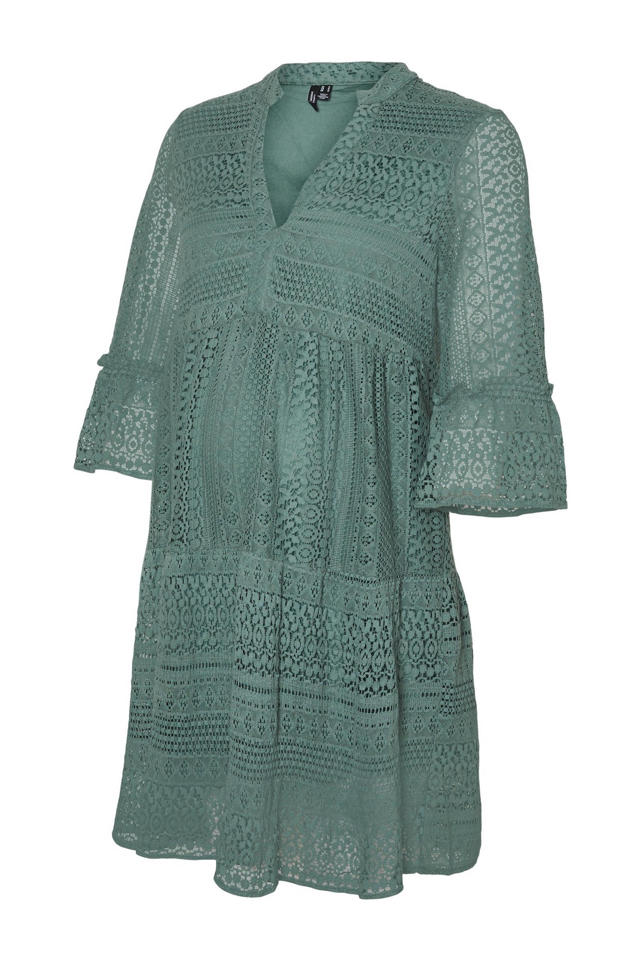 KOJOOIN Zwangerschapsjurk Voor Dames Ronde Hals Gestreepte Zwangerschapsjurk 3/4 Mouw Casual Zwangerschapskleding Met Riem Bourgondië (Korte Mouw) XXL