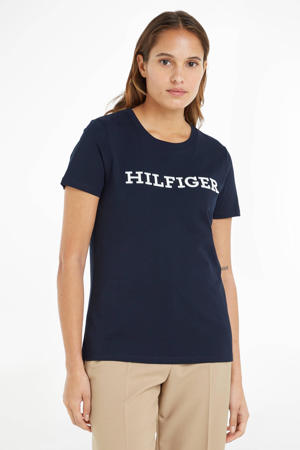 Assepoester T-shirt met logo donkerblauw