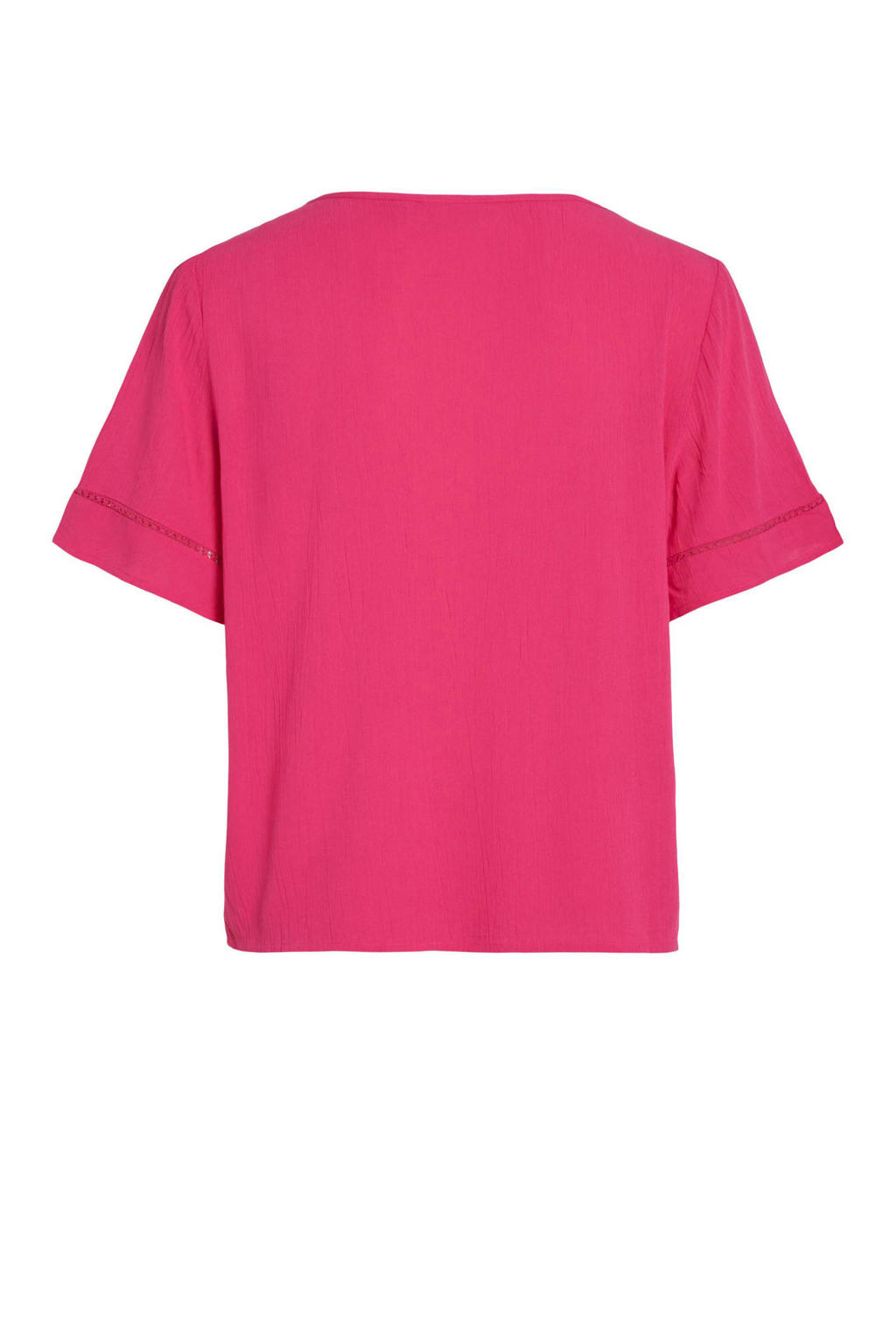 Vila Damen Vimesa Detail V-Neck S/S Top/Su Noos T-Shirt, Flame Scarlet, 34 EU