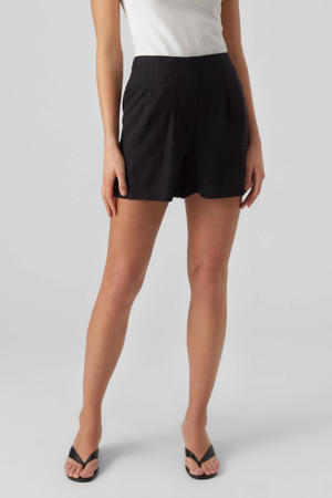 high waist regular fit short VMJESMILO met linnen zwart