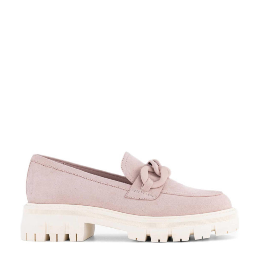 Roze dames Oxmox chunky loafers met ketting van imitatieleer 