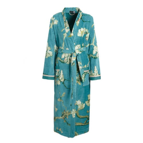 Beddinghouse x Van Gogh museum fluwelen badjas met bloemen lichtblauw afbeelding