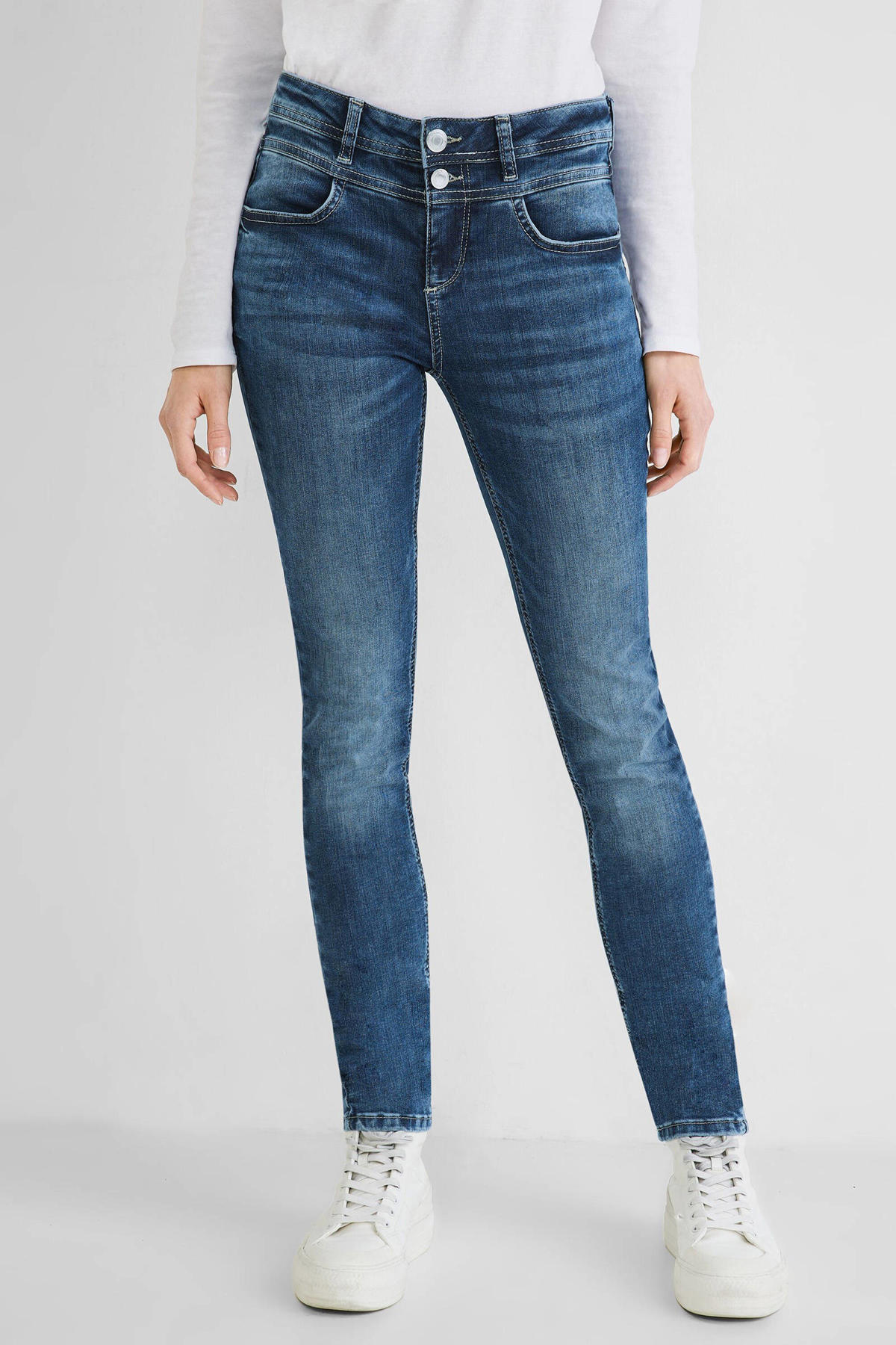 uitgehongerd Scherm Analytisch Street One high waist slim fit jeans York medium blue denim | wehkamp