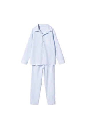   pyjama met streepprint wit/lichtblauw
