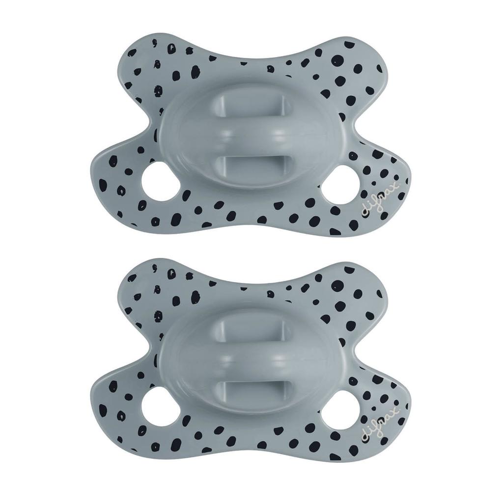 Difrax Natural Fopspeen - Newborn - Grijze Speen - 2 st.