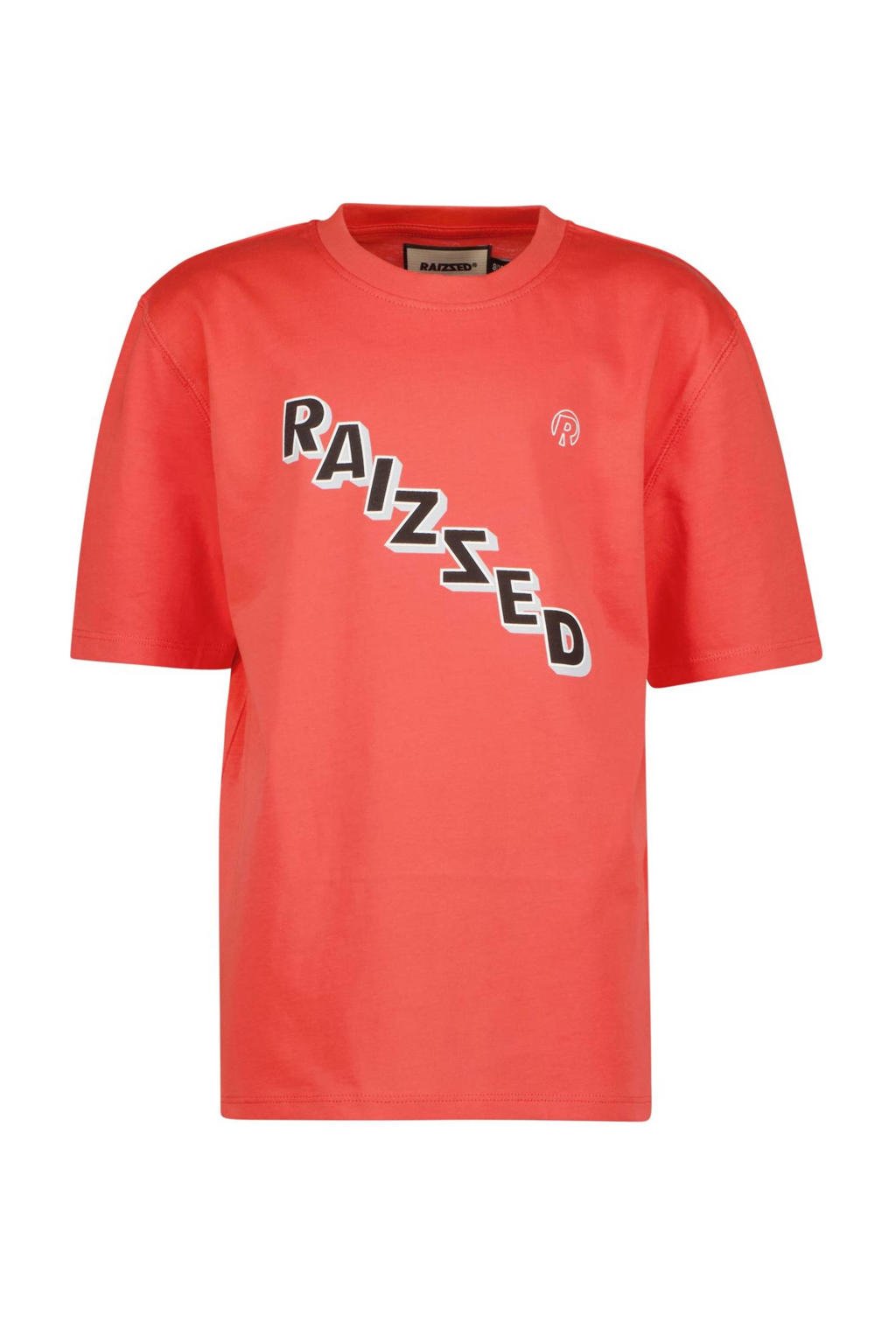 Rode jongens Raizzed T-shirt Stanton met logo dessin, korte mouwen en ronde hals