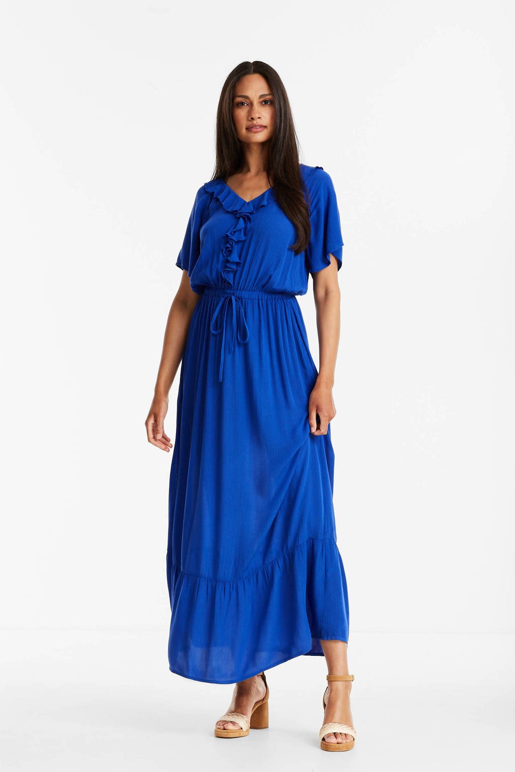 aspect Nederigheid natuurlijk Imagine maxi jurk viscose crinkle blauw | wehkamp