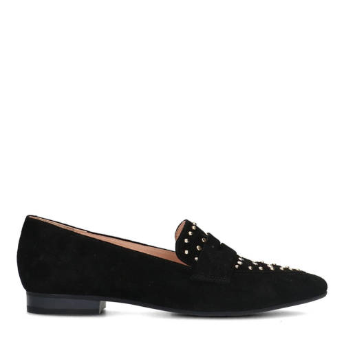 Manfield suède loafers met studs zwart