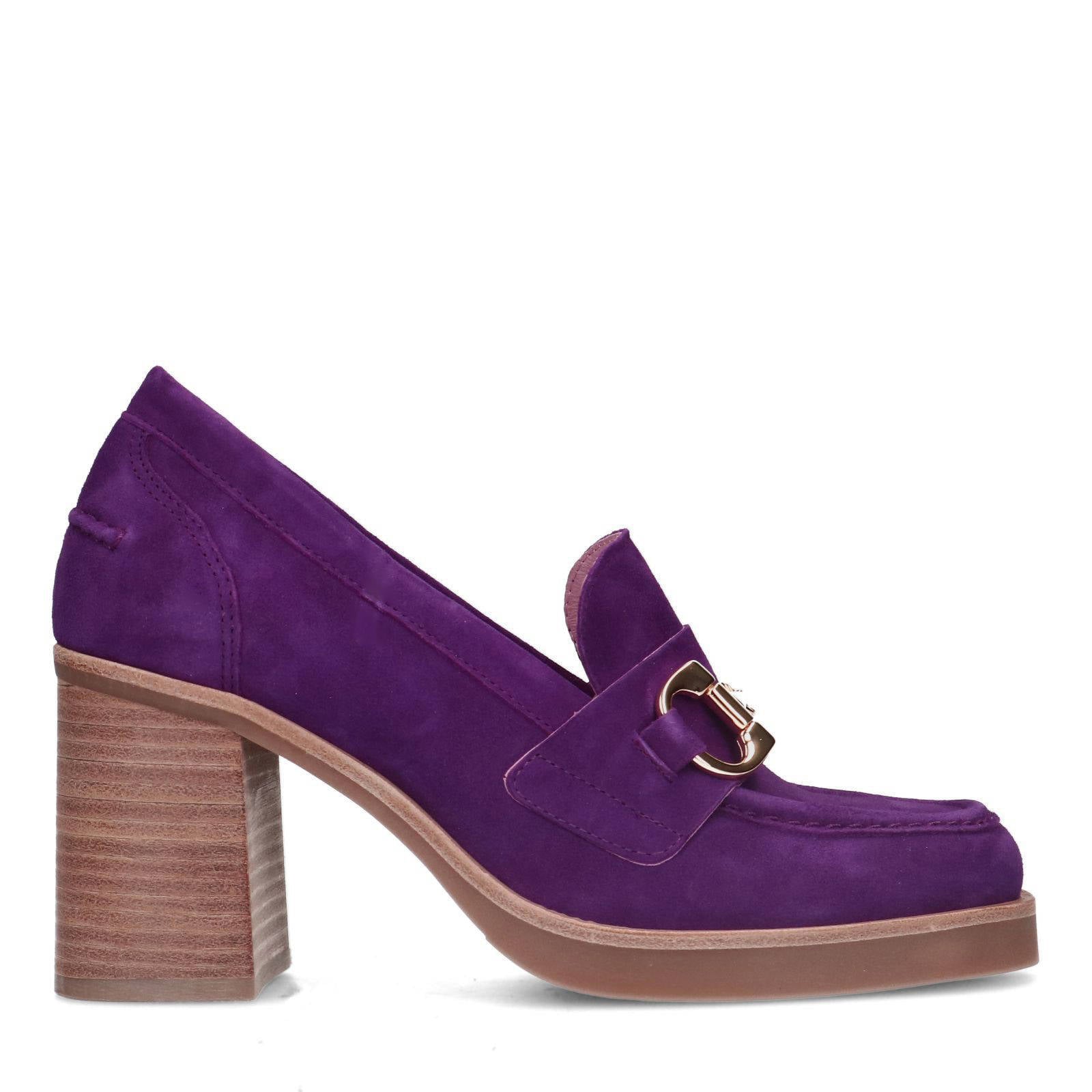 Manfield suède pumps met gesp paars | wehkamp