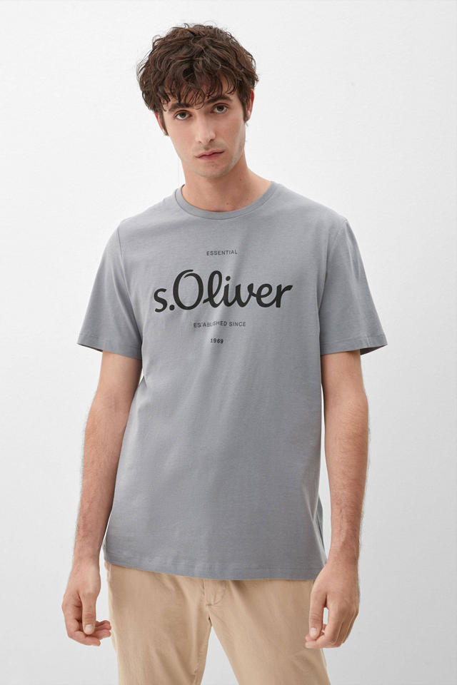 Ophef repetitie Spreek uit s.Oliver regular fit T-shirt met logo lichtgrijs | wehkamp