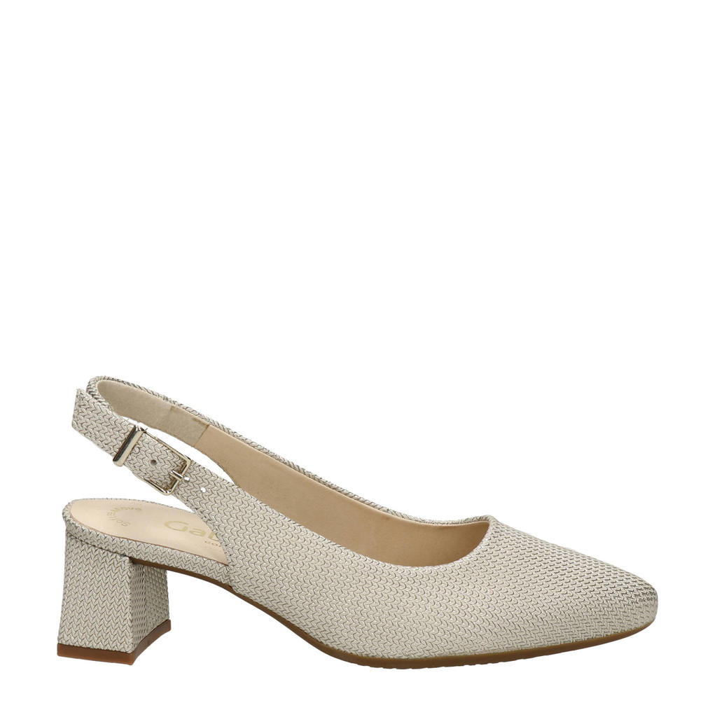 Gouden dames Gabor leren slingback pumps met gesp