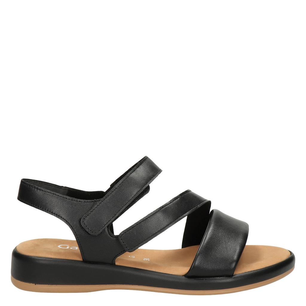 Zwarte dames Gabor leren sandalen met klittenband