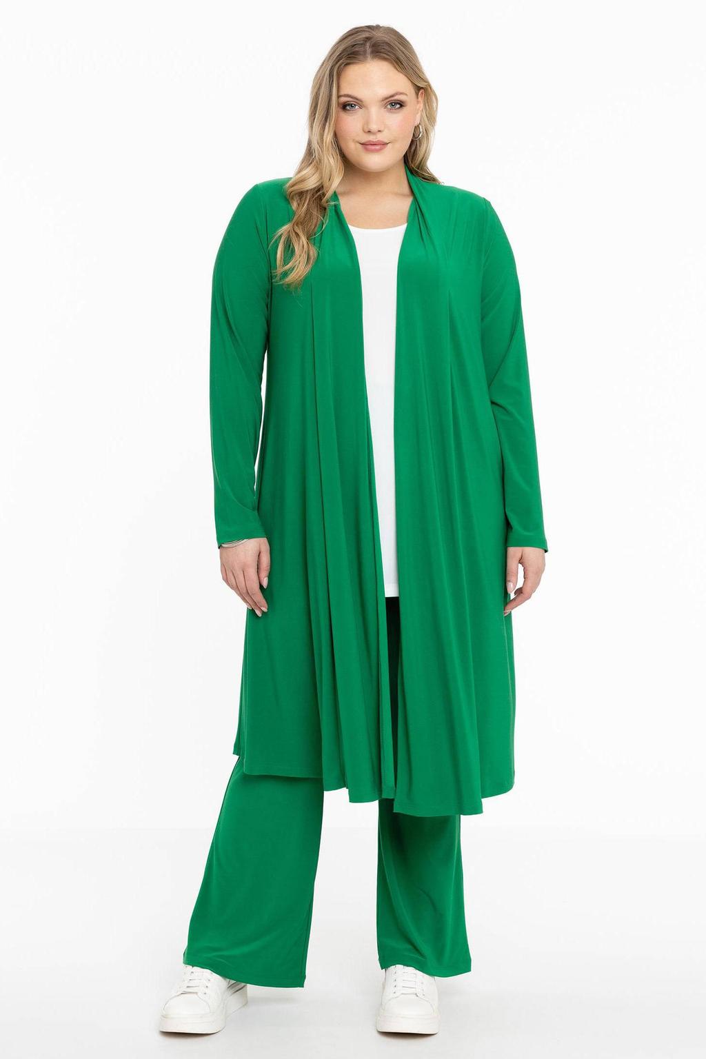 YOEK vest DOLCE van travelstof groen