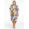 YOEK jurk met all over print ecru/geel/blauw/bruin
