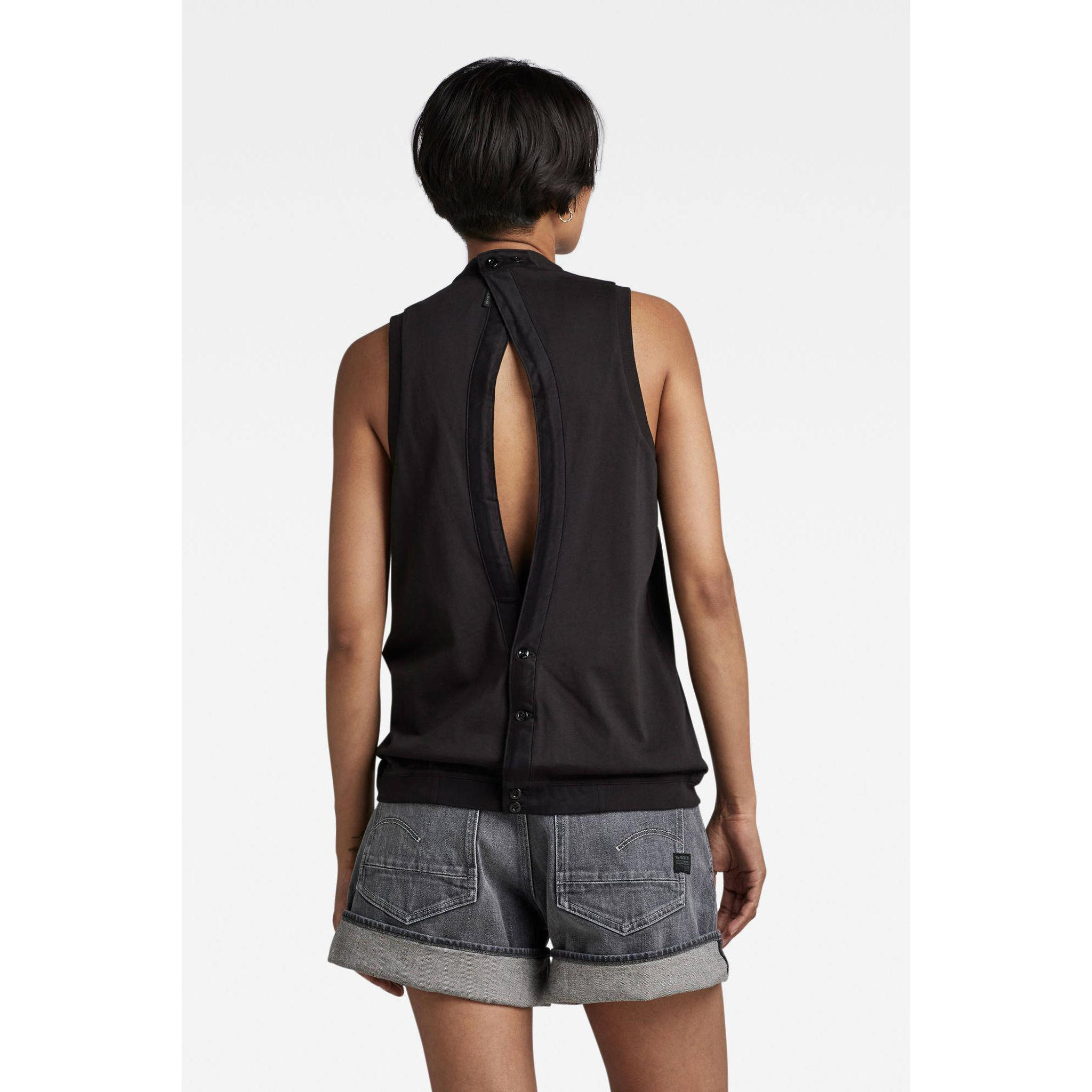 GStar RAW top Open back knit met open rug zwart wehkamp