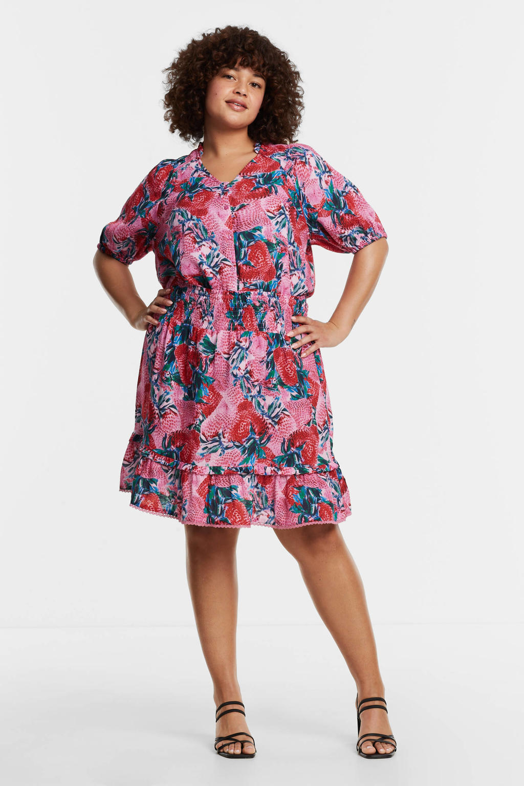 Miljuschka by Wehkamp midi rok met aardbeienprint roze