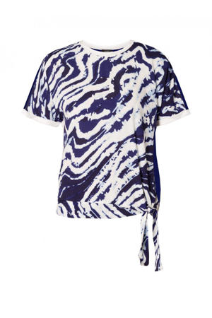 T-shirt met all over print donkerblauw/wit