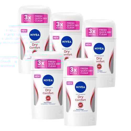 Wehkamp NIVEA Dry Comfort Anti-transpirant Deodorant stick - 5 x 50 ml - voordeelverpakking aanbieding