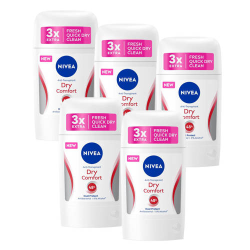 NIVEA Dry Comfort Anti-Perspirant deodorant stick - 5 x 50 ml - voordeelverpakking