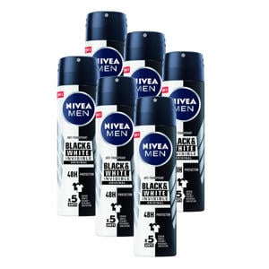Invisible for Black & White Power deodorant - 6 x 150 ml - voordeelverpakking