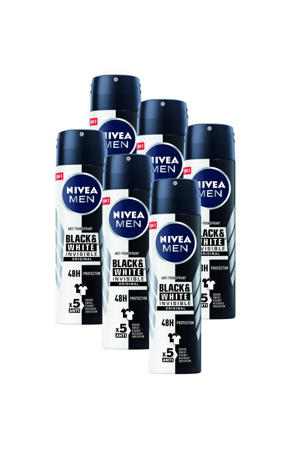 Invisible for Black & White Power deodorant  - 6 x 150 ml - voordeelverpakking