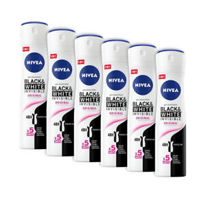 Invisible Black & White Clear deodorant spray - 6 x 150 ml - voordeelverpakking